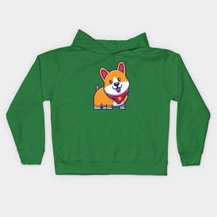 Cute Corgi With Scarf Cartoon Kids Hoodie